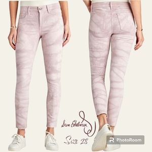 Sam Edelman The Kitten Mauve Blush Tie Dye Denim Skinny Ankle Jeans Raw Womens